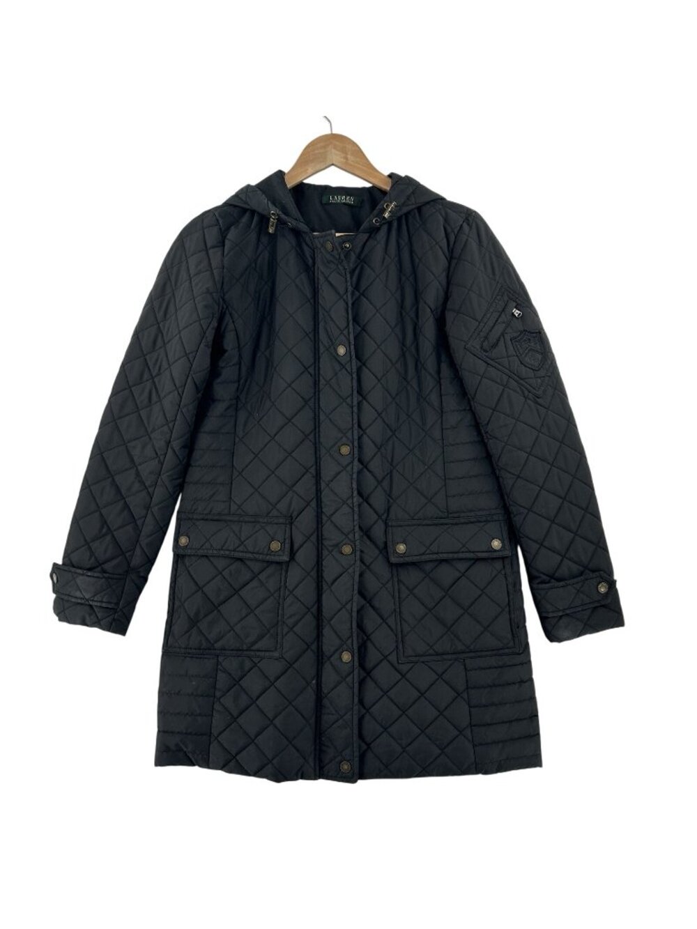 Lauren Ralph Lauren Quilted Hooded Parka Jacket Womens Small Lightweight Black